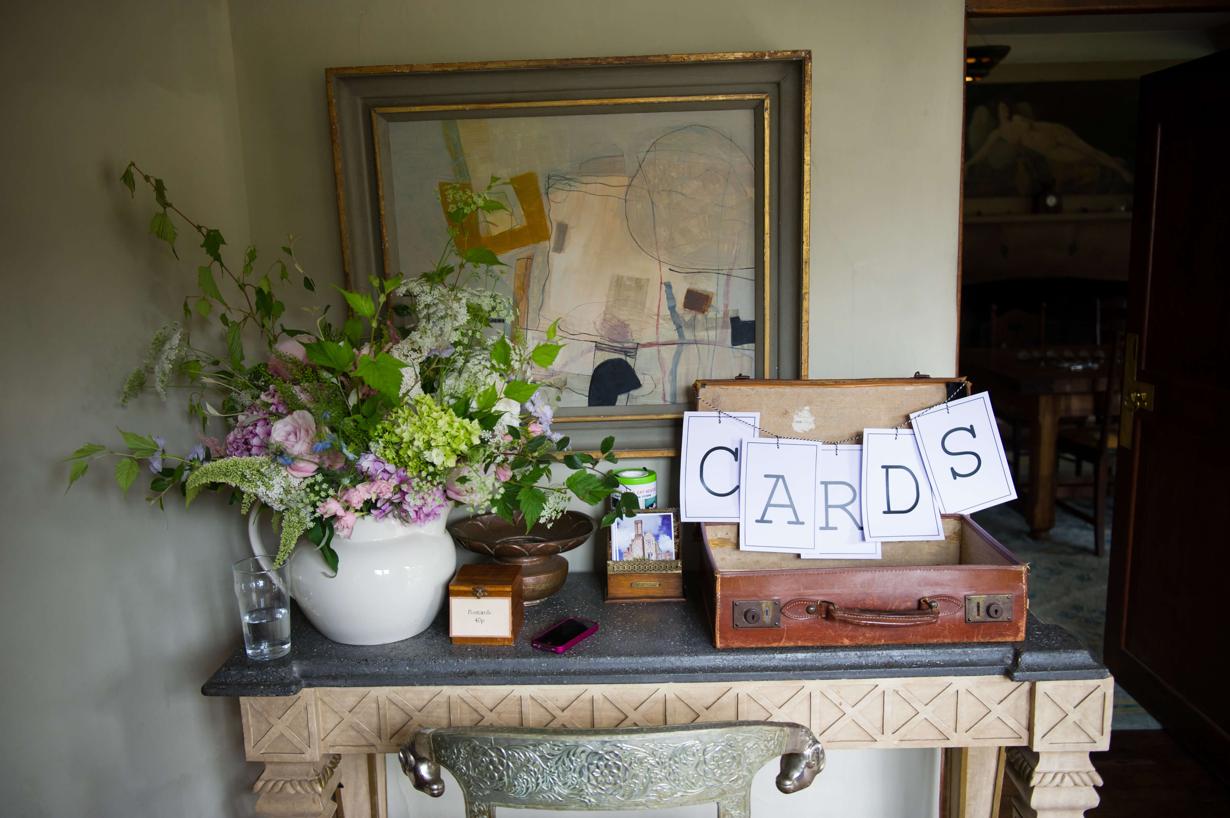 table for wedding cards at voewood norfolk wedding venue