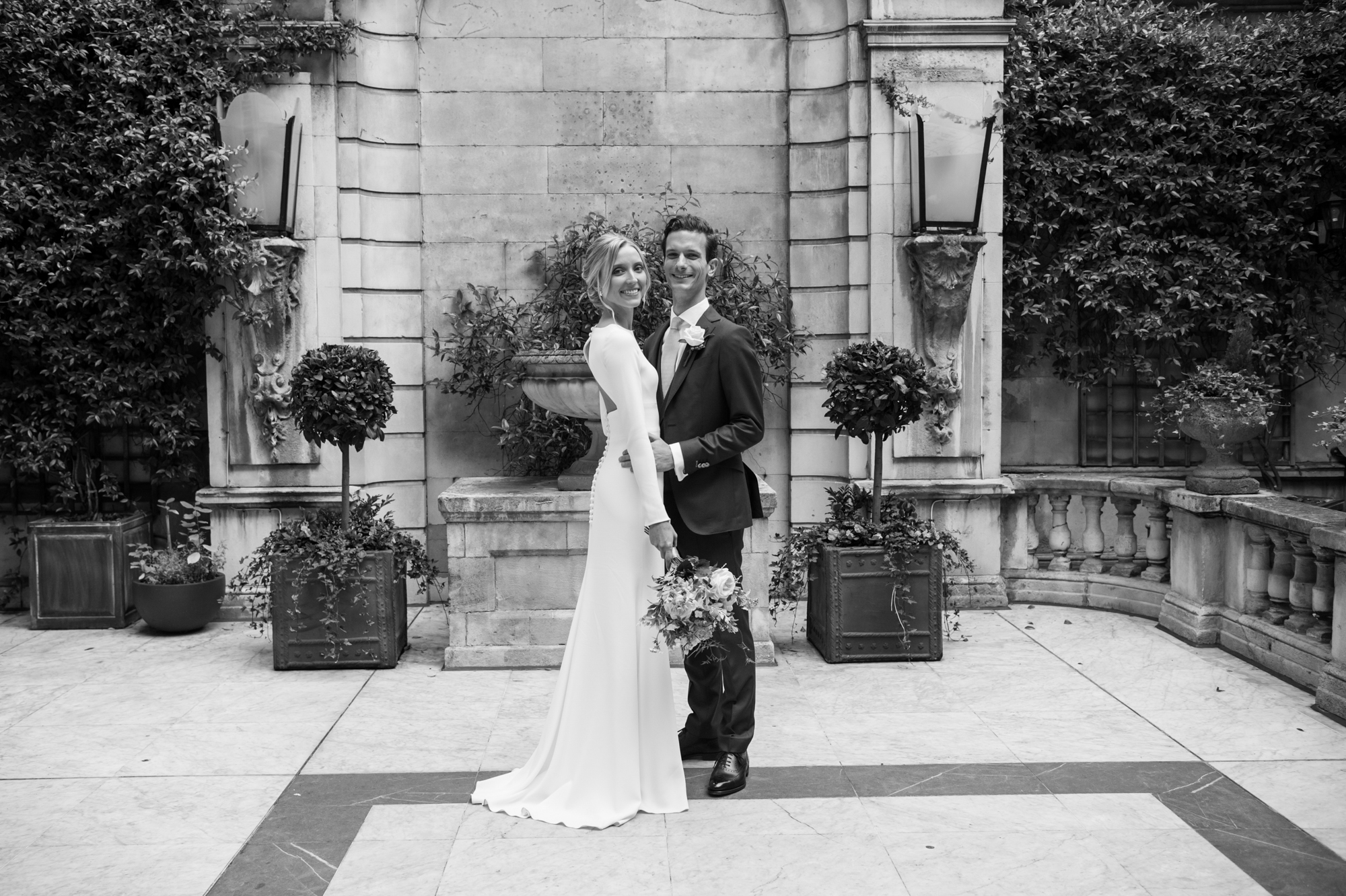suzanne neville bride and her groom at dartmouth house during their wedding photography
