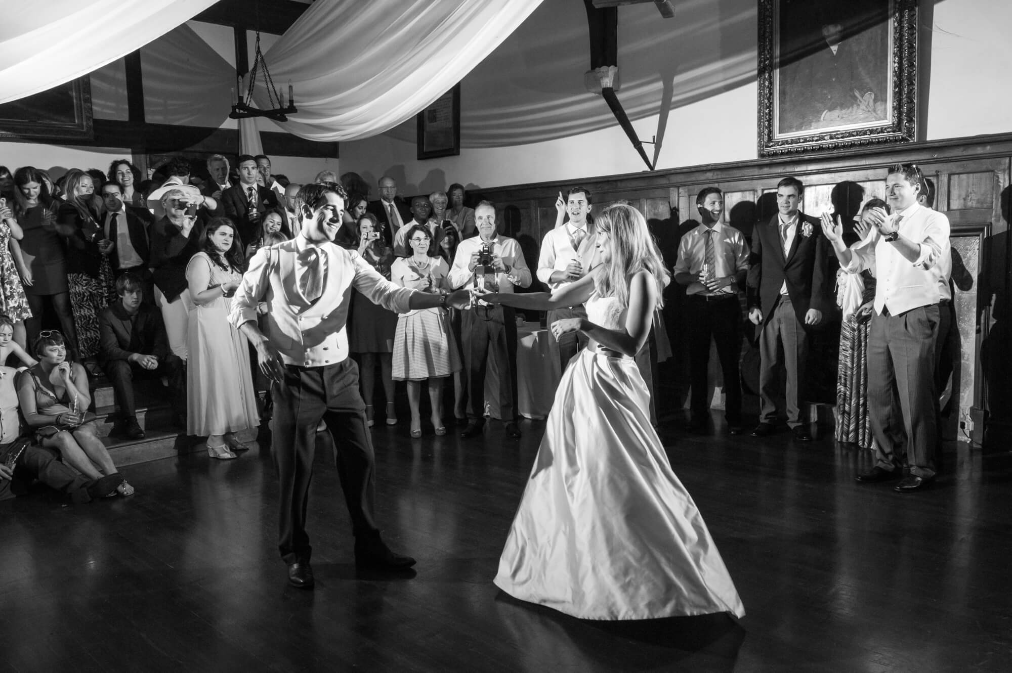A couple having their first dance at Birling Manor in Sussex