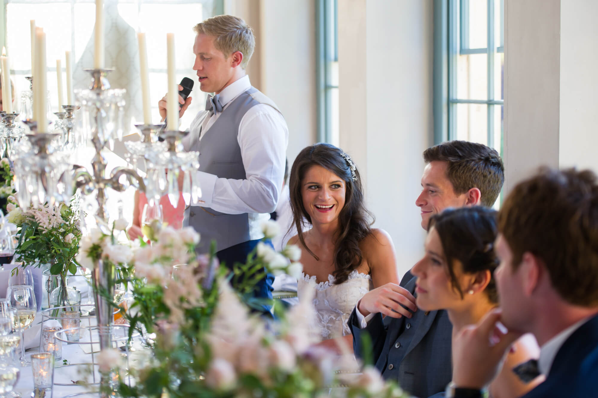 grooms speech in the orangery at babington house wedding