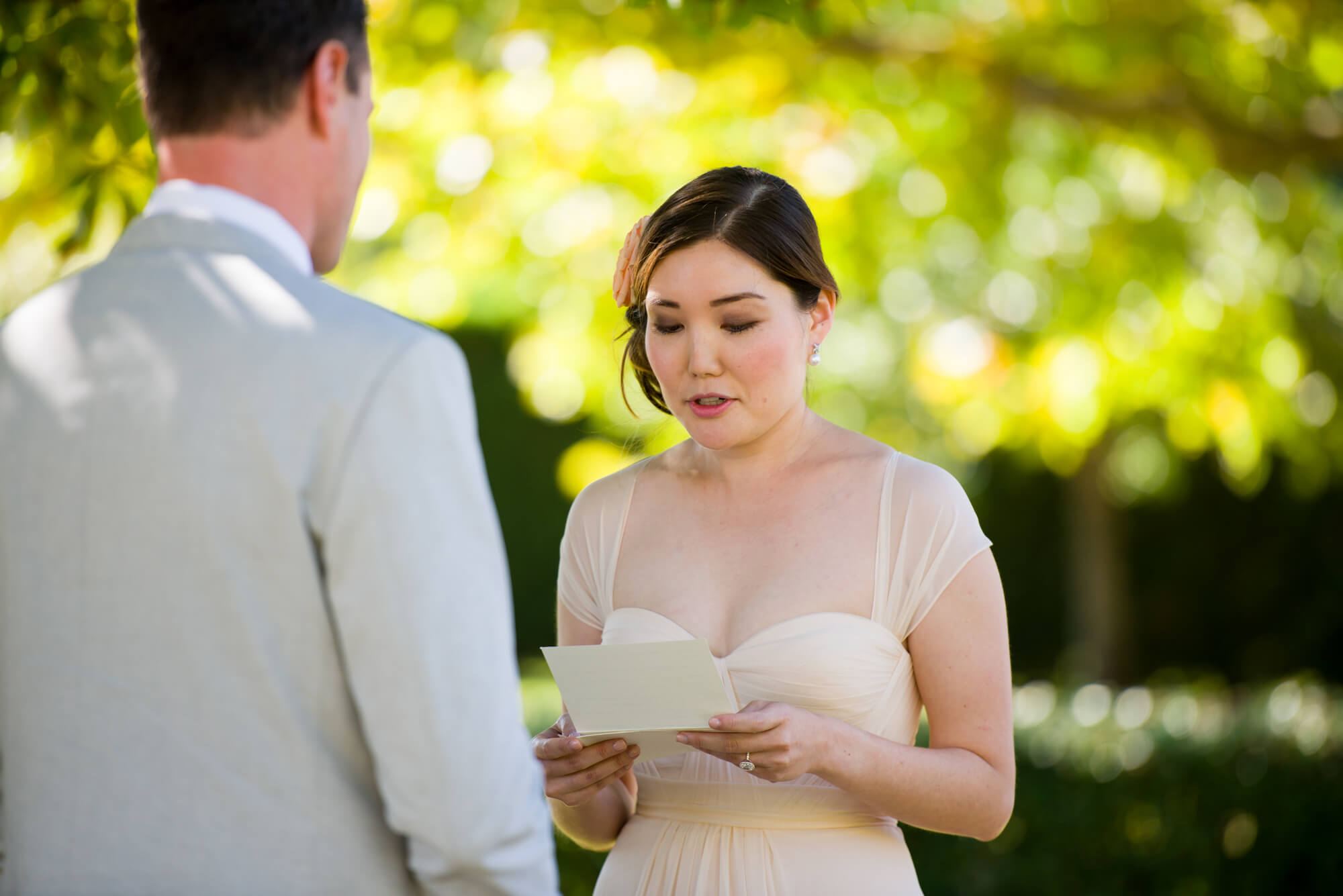 bride saying her wedding vows at chateau rigaud near bordeaux by especially amy wedding photography