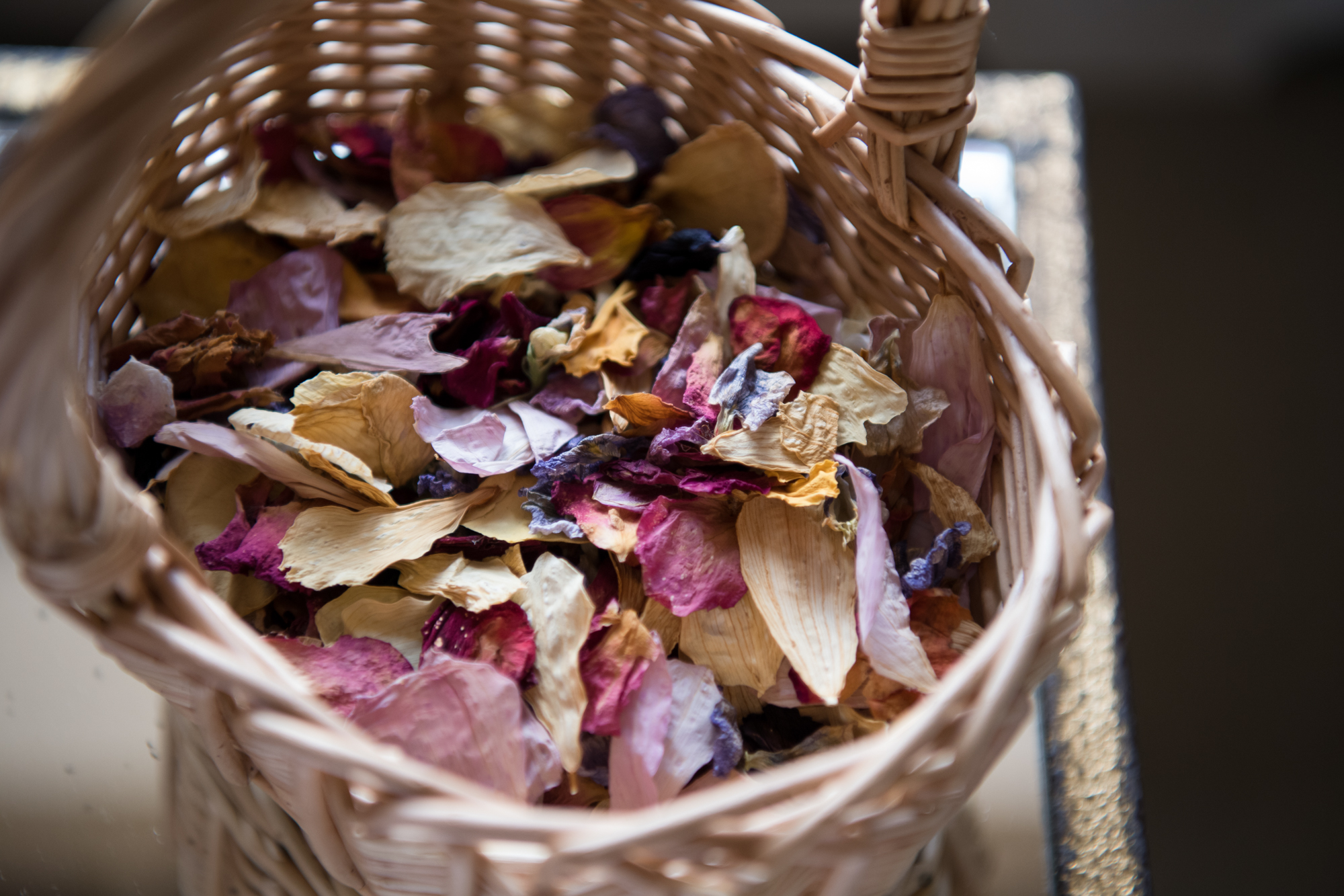 home made rose petal confetti