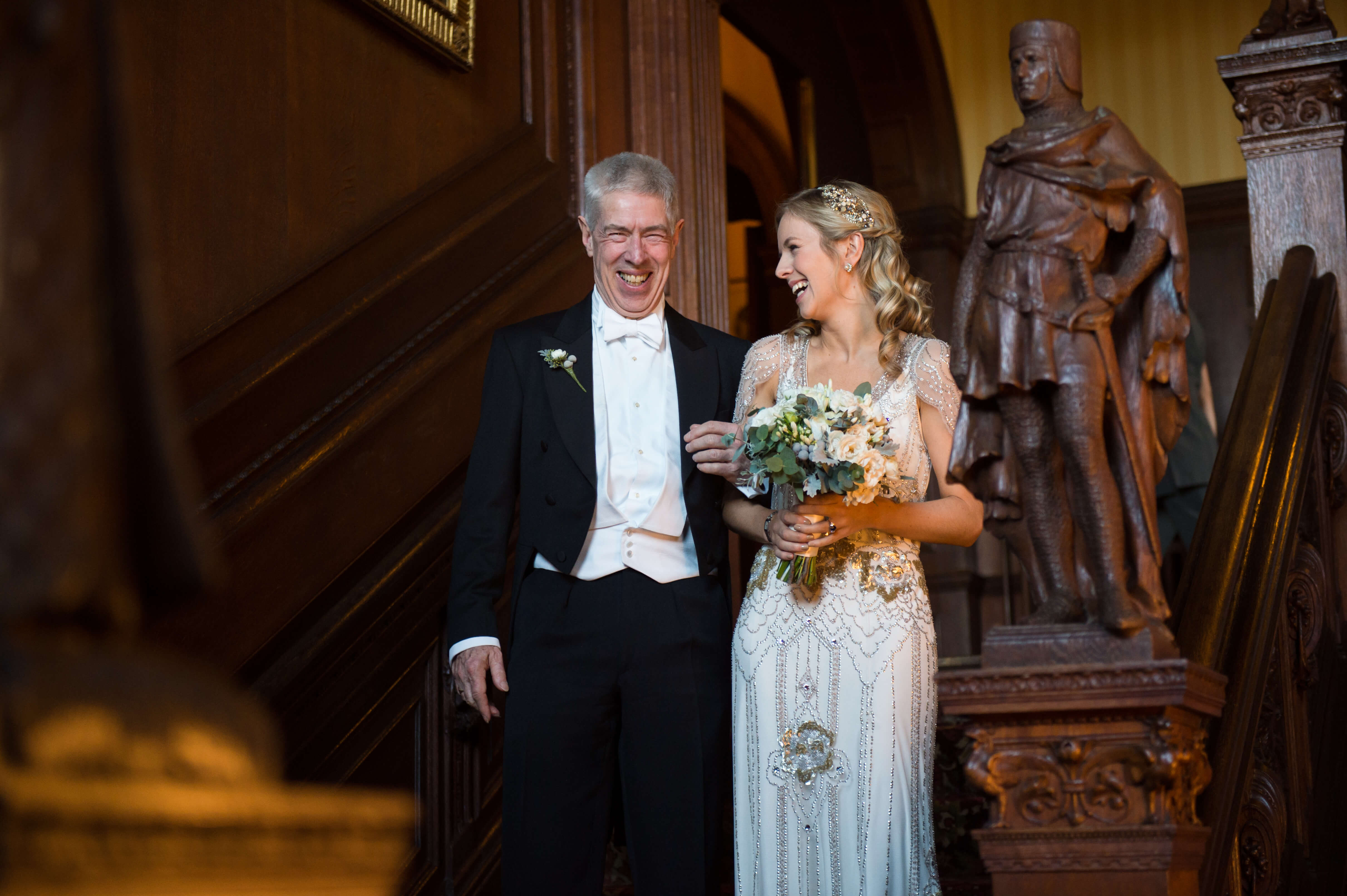 The bride with her father on her wedding day