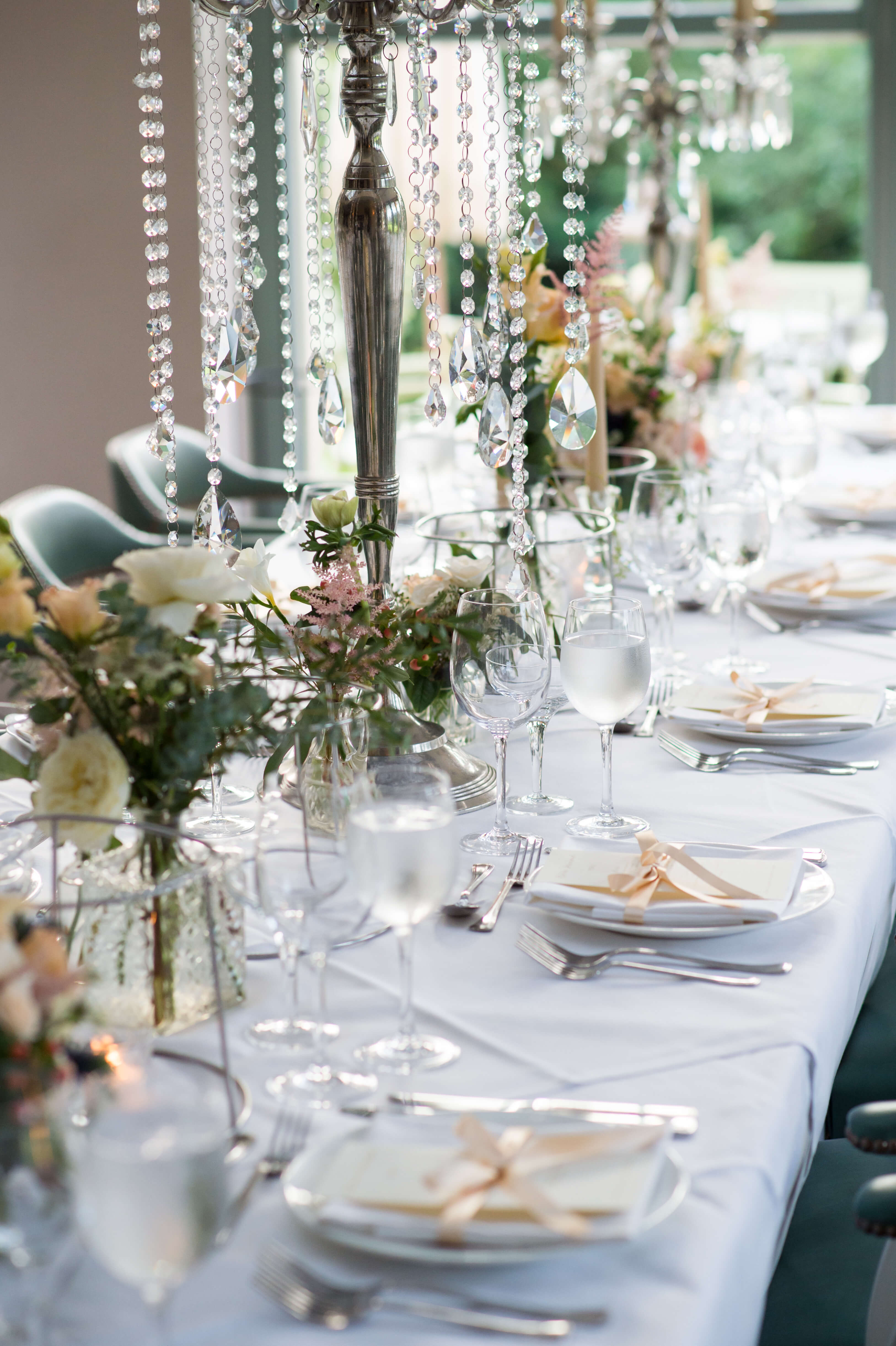 table decoration at babington house wedding