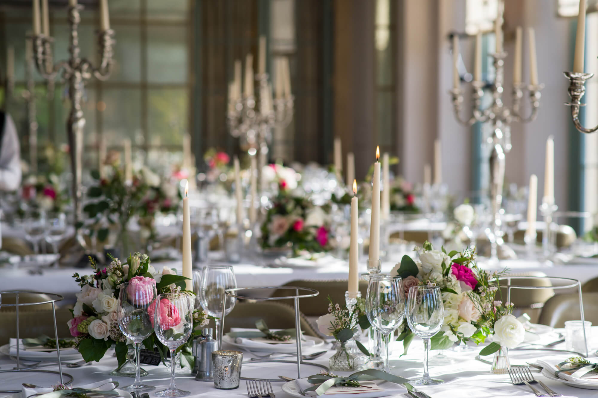 candlelit orangery at babington house wedding reception