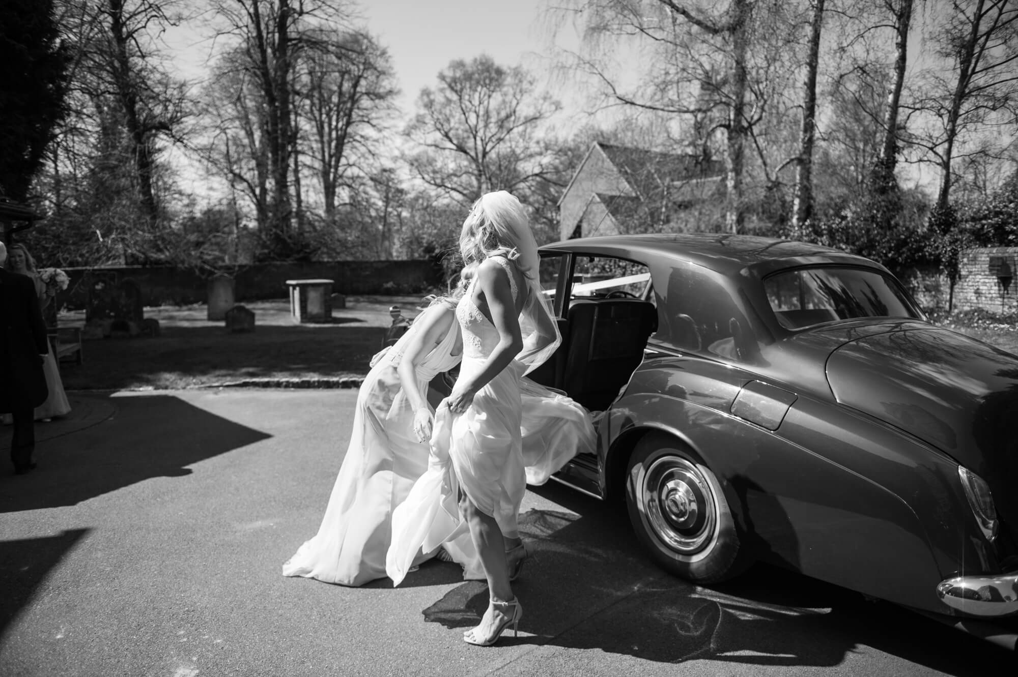 A bride wearing a Caroline Castigliano bridal gown 