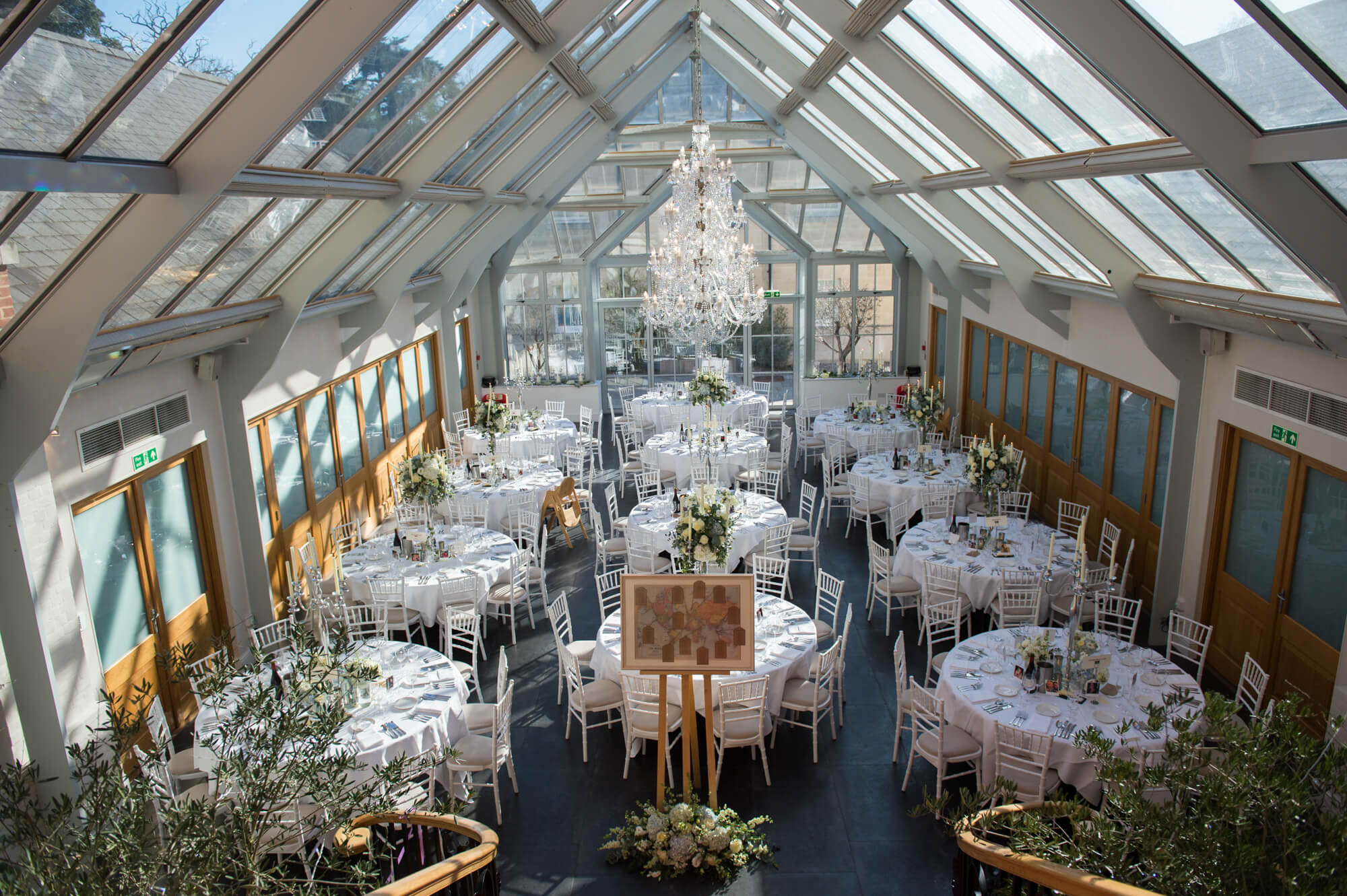 A interior shot of the orangery at Botleys Mansion Wedding venue in Surrey