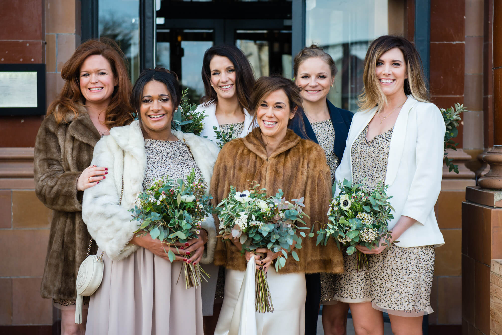 bride and bridesmaids at the rosendale west dulwich london city winter wedding ceremony